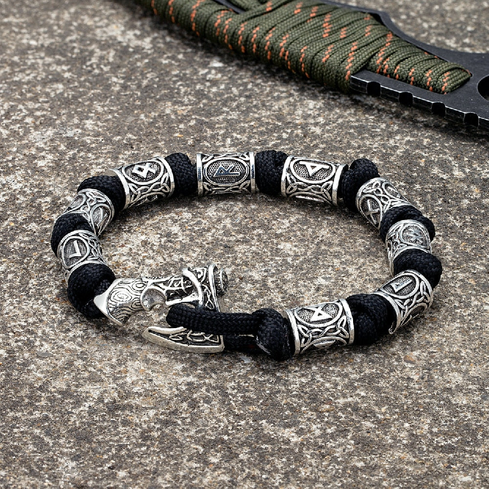Pulseira Viking Eixos Preta / 19 Cm