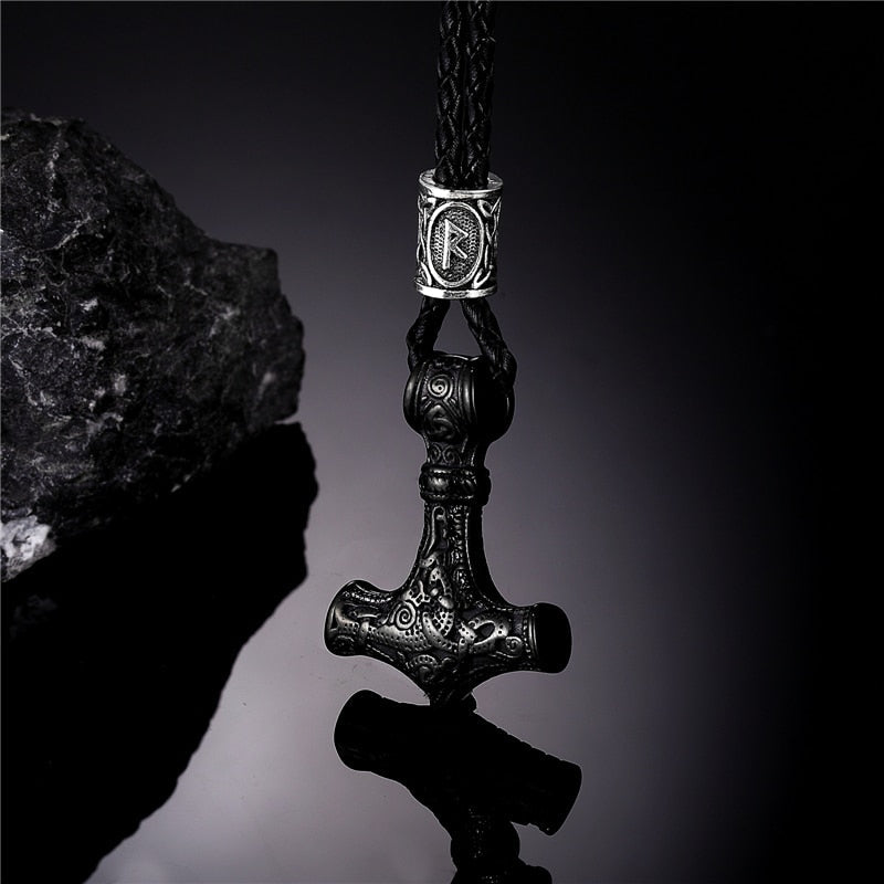 Colar Nórdico Viking Âncora Preto Ancora