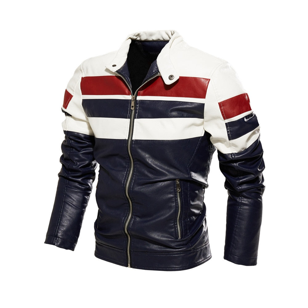 Jaqueta Masculina De Couro Motoracer Azul / P Moto Racer