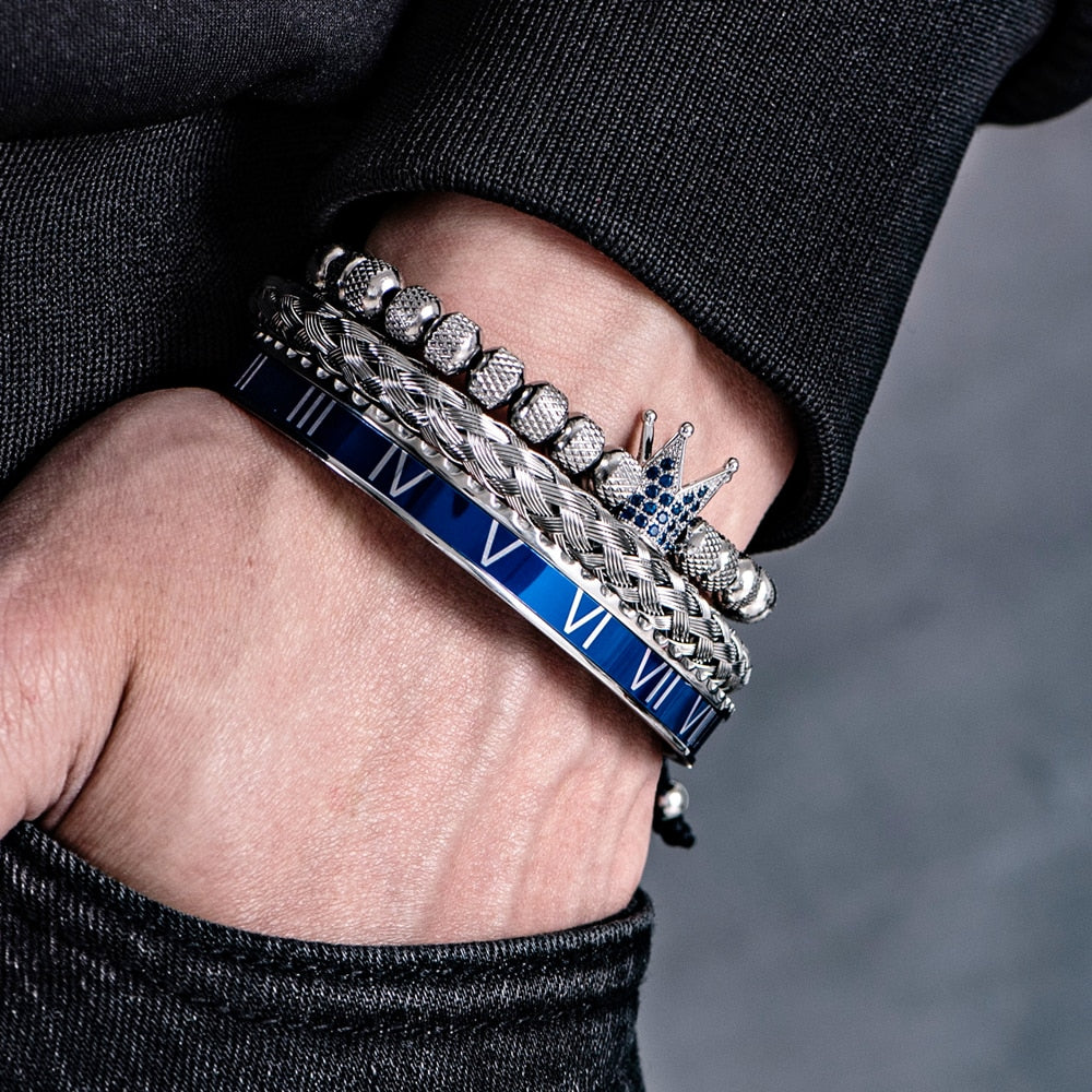 Kit Imperador Azul 3 Pulseiras Masculinas Premiuns Pulseira