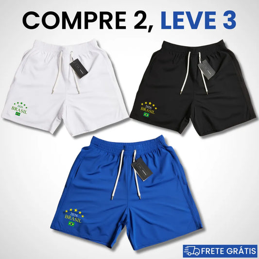 Kit 3 Shorts Brasil 2026 (COMPRE 2 LEVE 3)