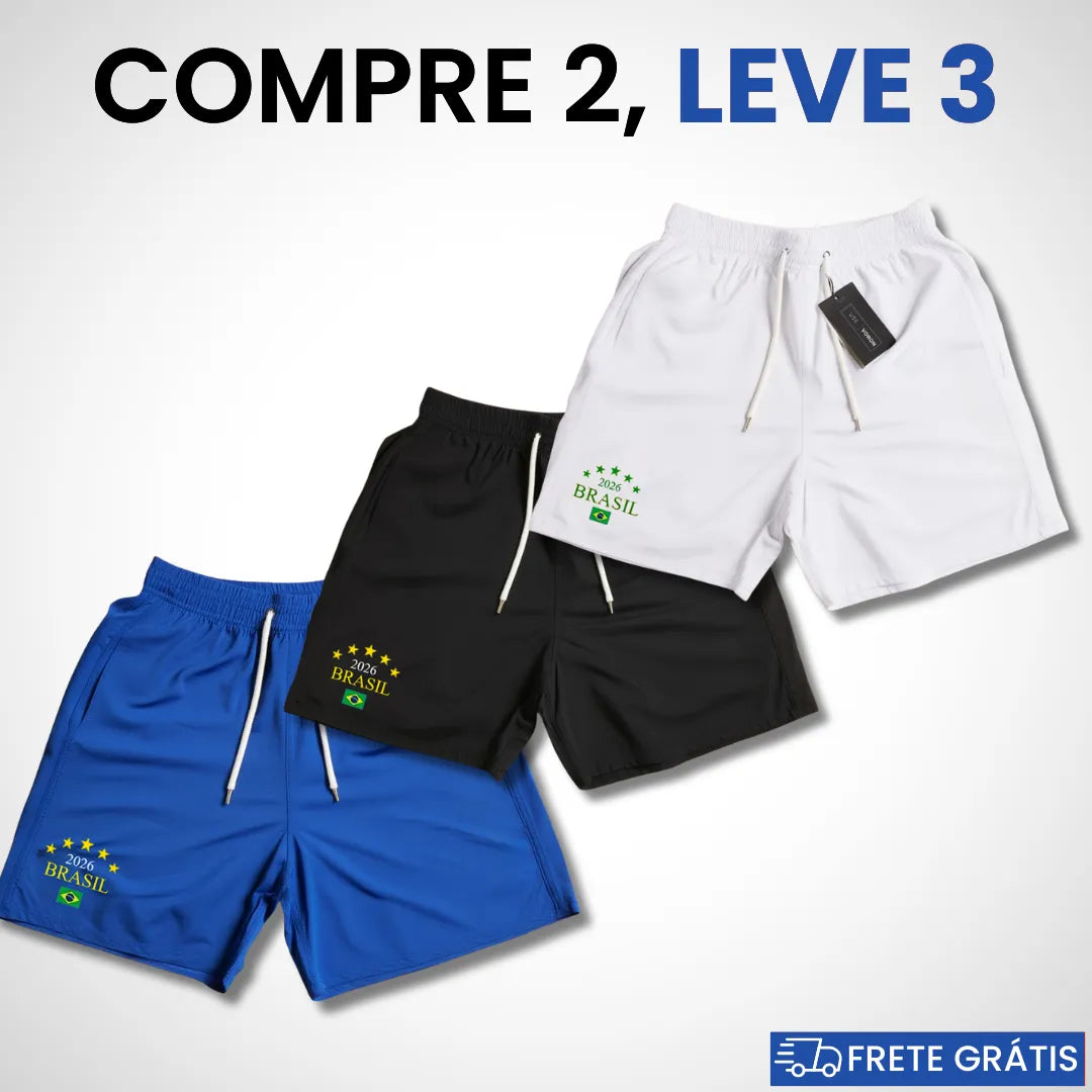 Kit 3 Shorts Brasil 2026 (COMPRE 2 LEVE 3)
