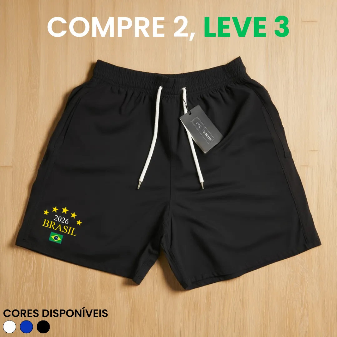 Kit 3 Shorts Brasil 2026 (COMPRE 2 LEVE 3)