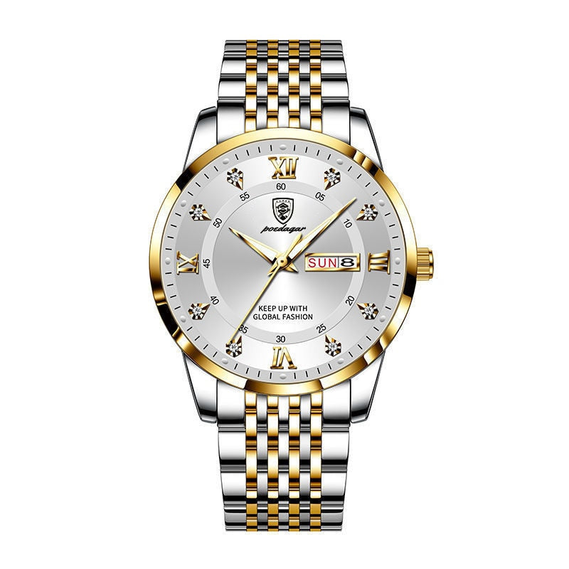 Relógio Masculino Imperador Dourado/Branco