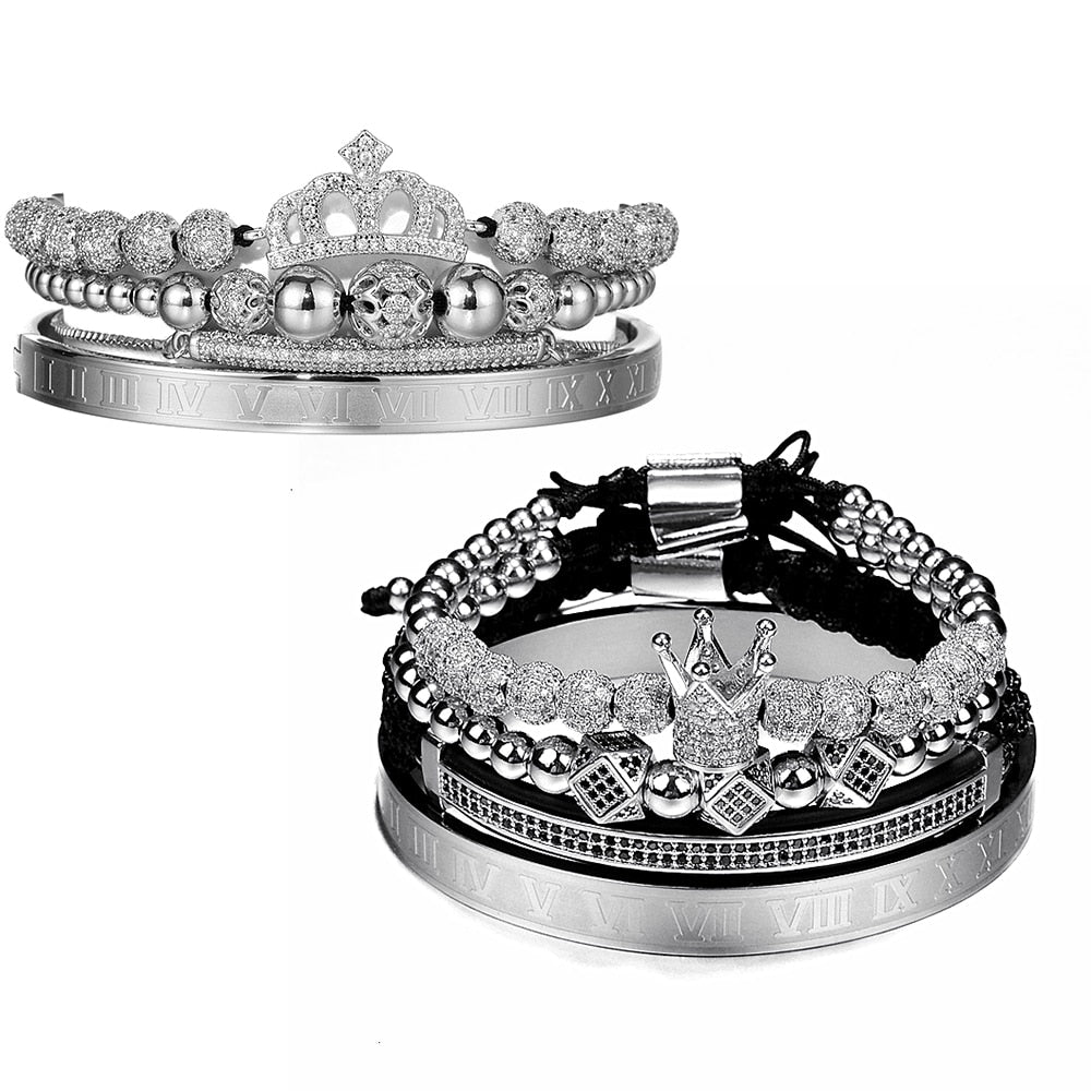 Kit Rei E Rainha 8 Pulseiras Premiuns Presente Dia Dos Namorados Prateado Pulseira Rei Rainha