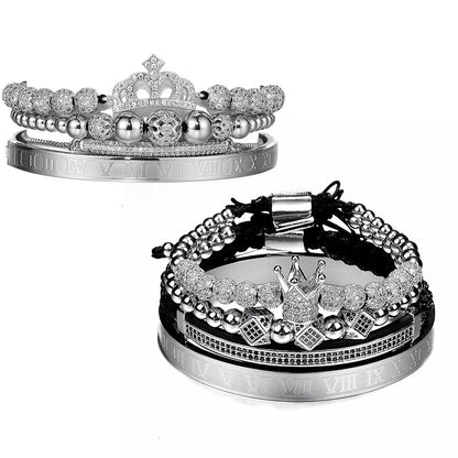 Kit Rei E Rainha 8 Pulseiras Premiuns Presente Dia Dos Namorados Prateado Pulseira Rei Rainha