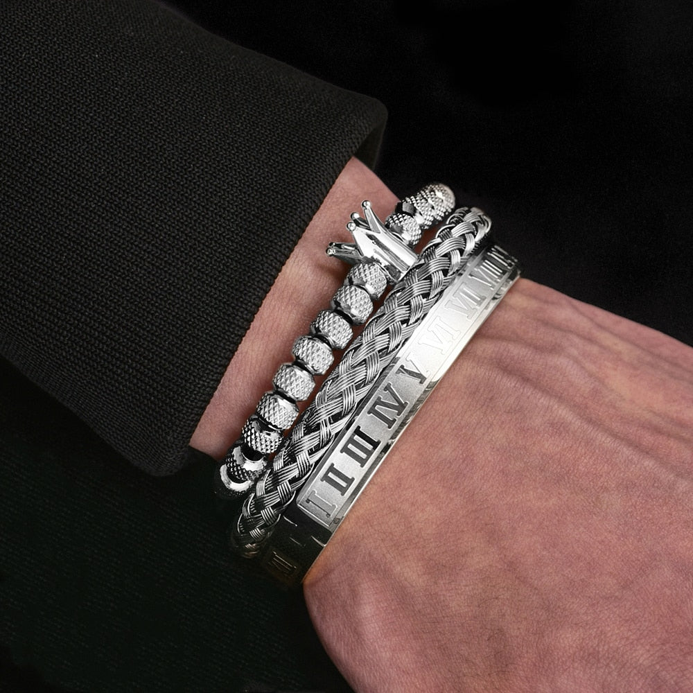 Kit Imperador 3 Pulseiras Masculinas Premiuns Pulseira