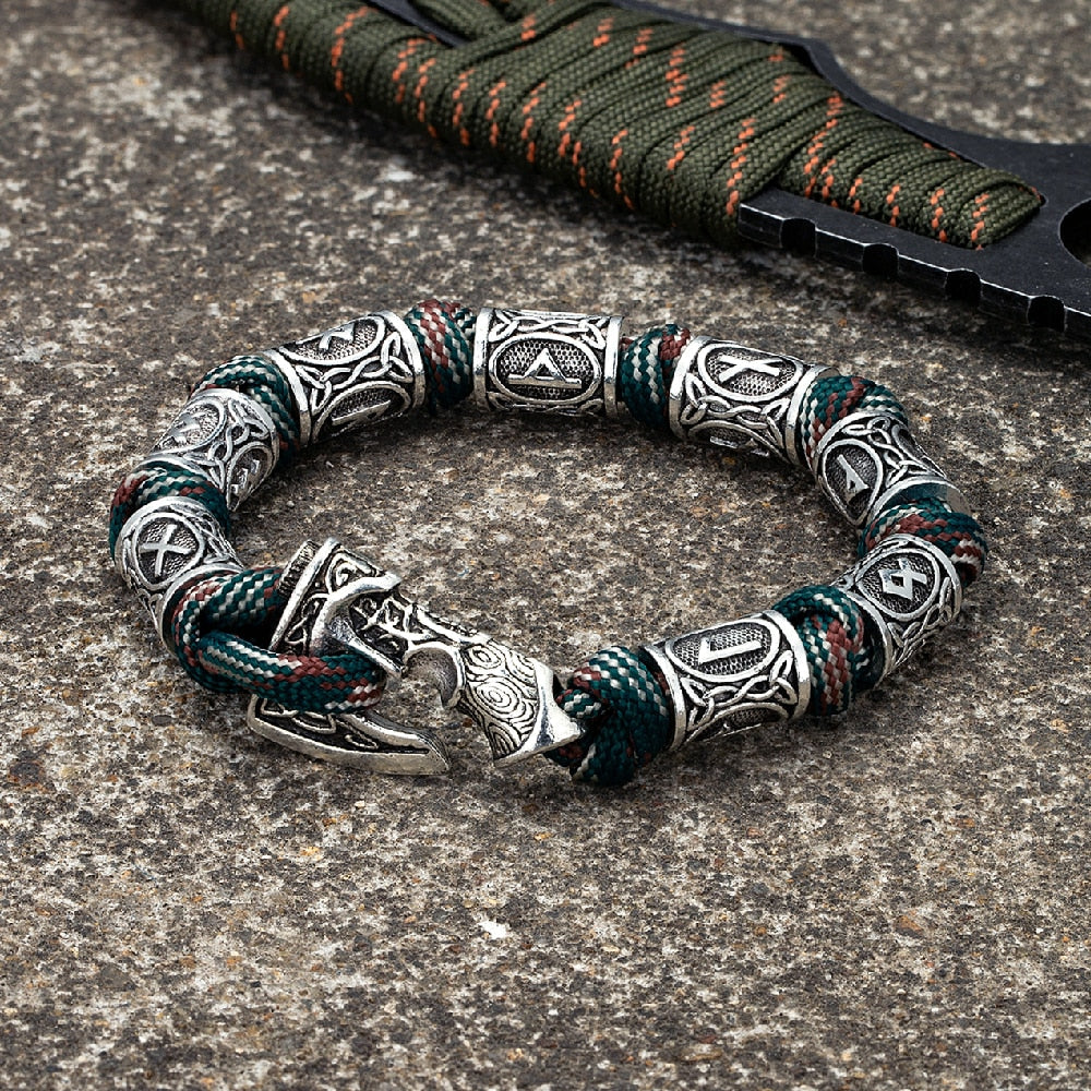 Pulseira Viking Eixos Verde Camuflado / 19 Cm