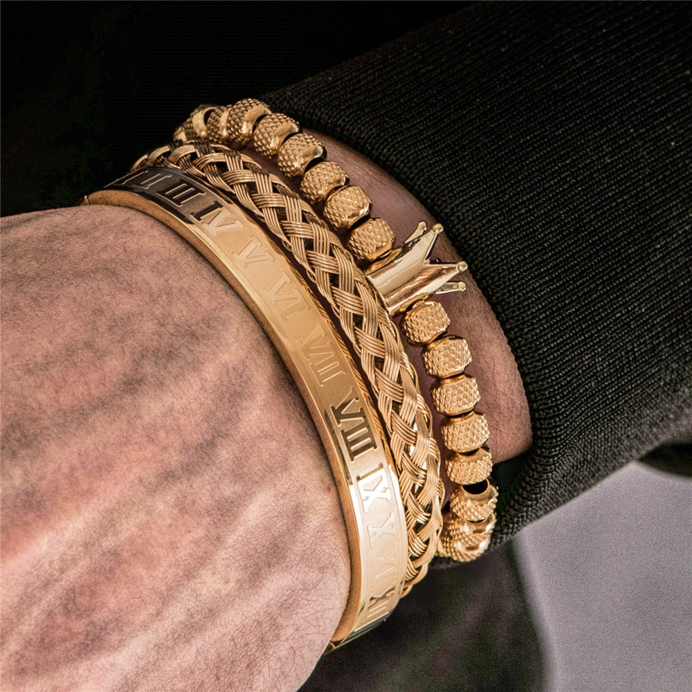 Kit Imperador 3 Pulseiras Masculinas Premiuns Pulseira