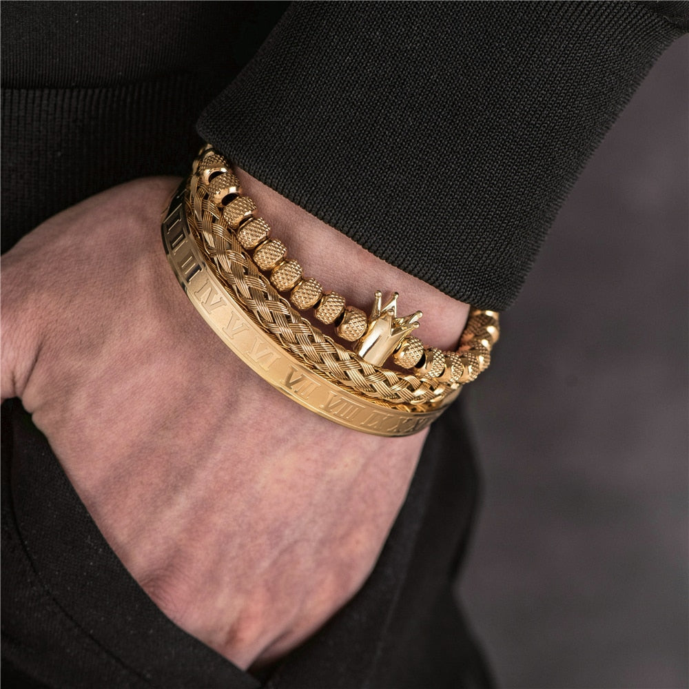 Kit Imperador 3 Pulseiras Masculinas Premiuns Pulseira