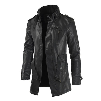 Sobretudo Masculino De Couro Preto / P Casaco 01