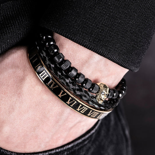 Pulseira Skull Roman - 3 em 1 - Voron Store