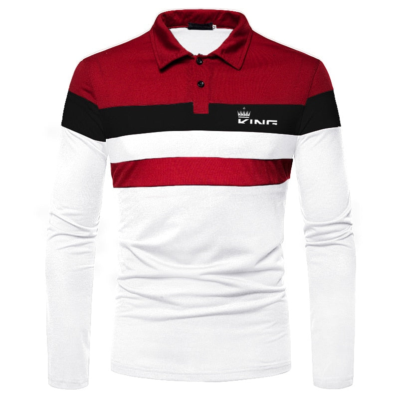 Polo Manga Longa King Vermelha/Branca / P -