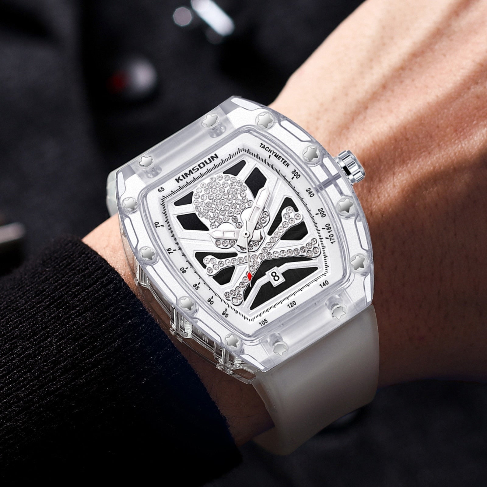 Relógio Masculino Skull Branco