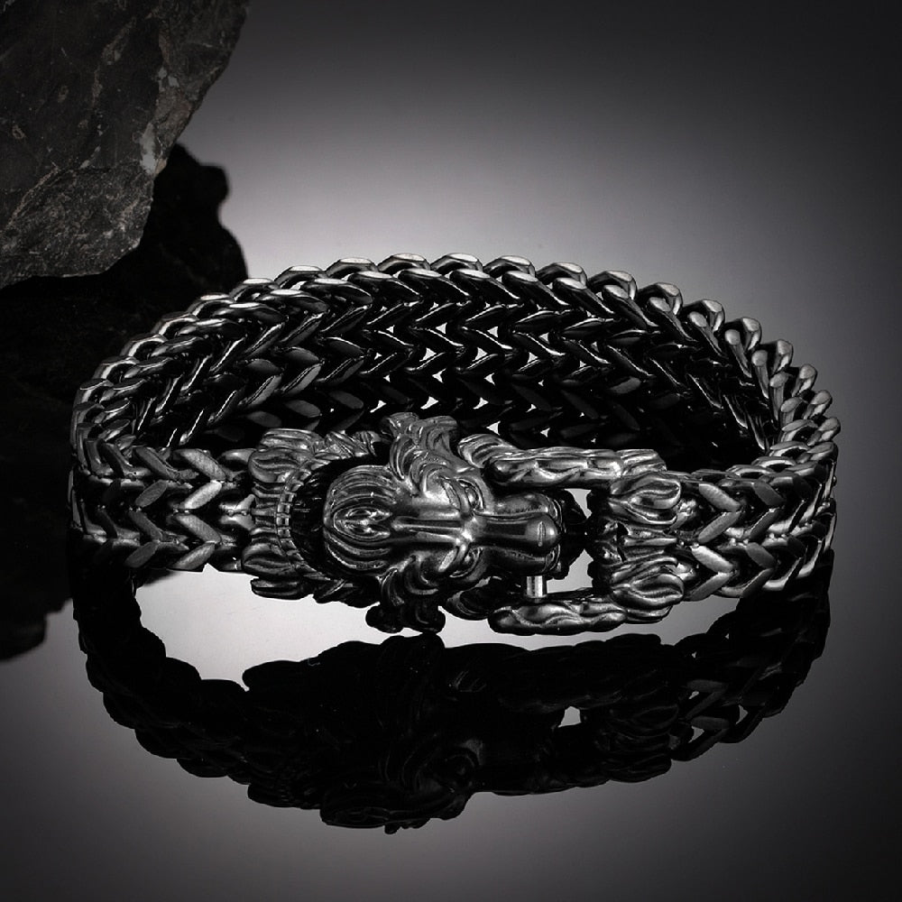 Pulseira Viking Leão Preta