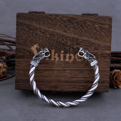 Pulseira Viking Dragão Nórdico Prateada