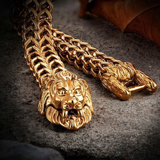 Pulseira Viking Leão Dourada
