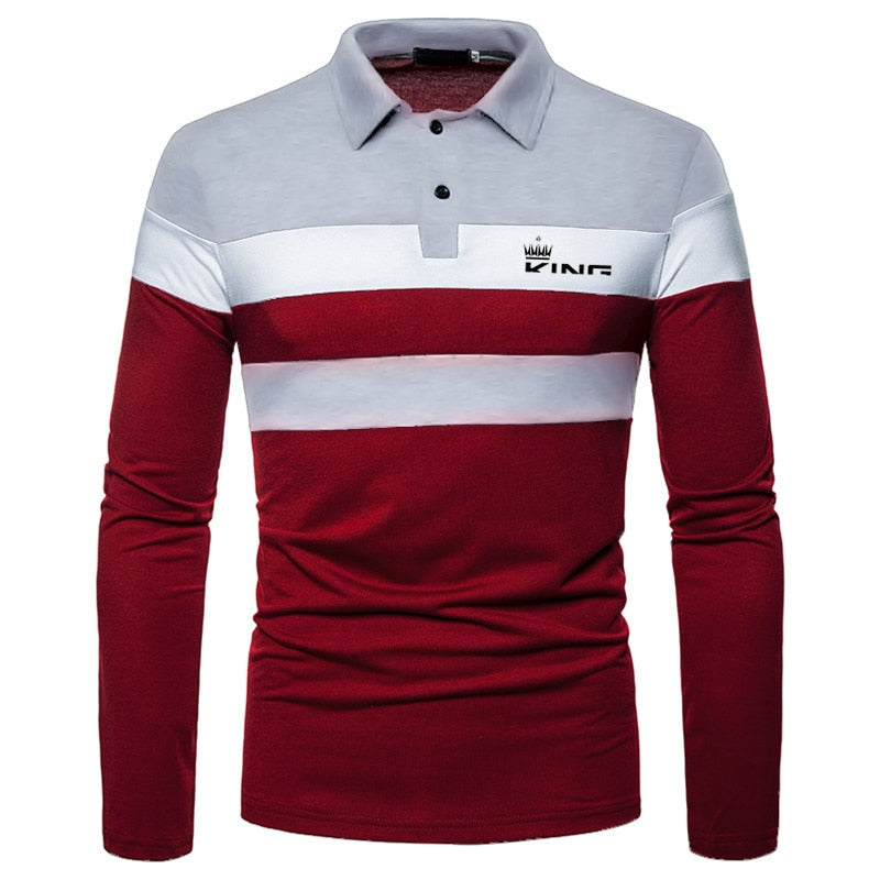 Polo Manga Longa King Cinza/Vermelha / P -