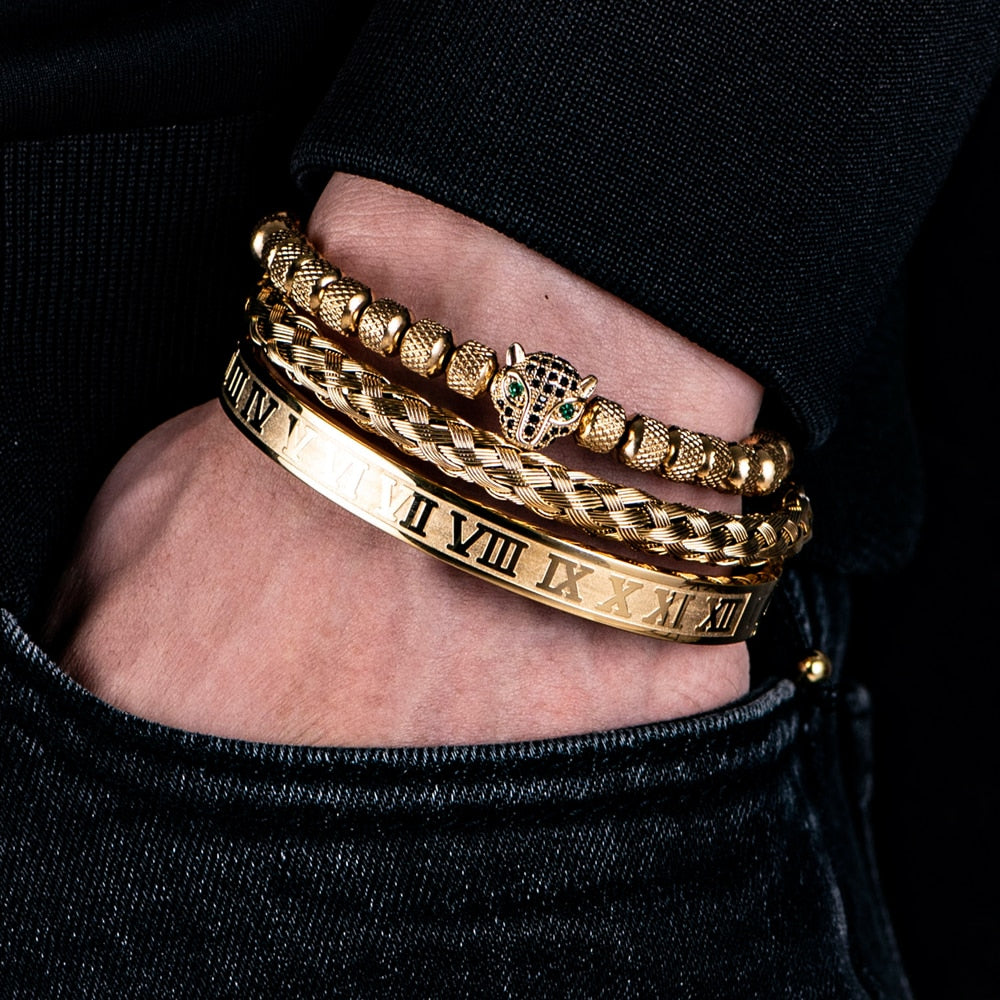 Kit Pantera 3 Pulseiras Masculinas Premiuns Pulseira