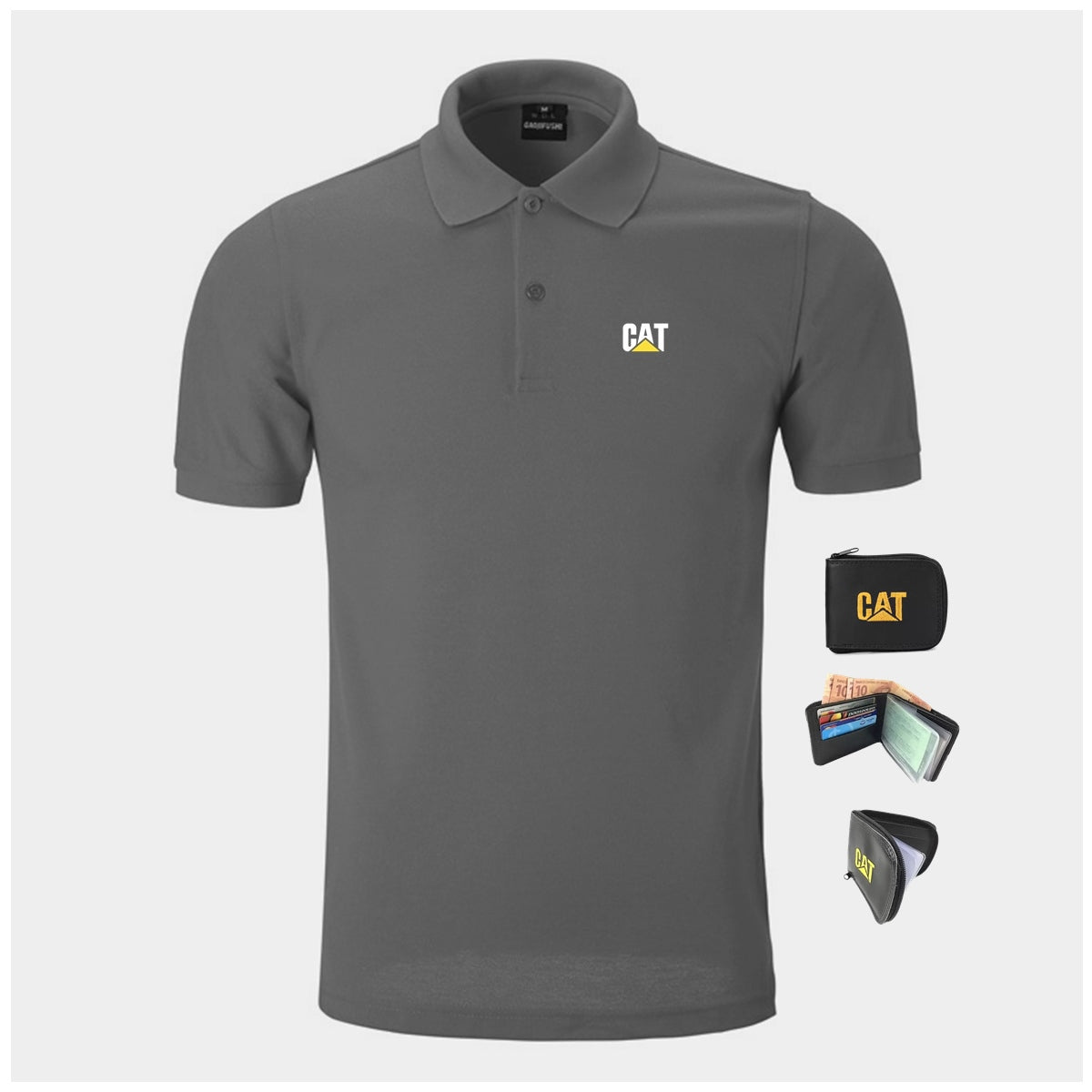 Camisa Polo CAT + Carteira de Brinde