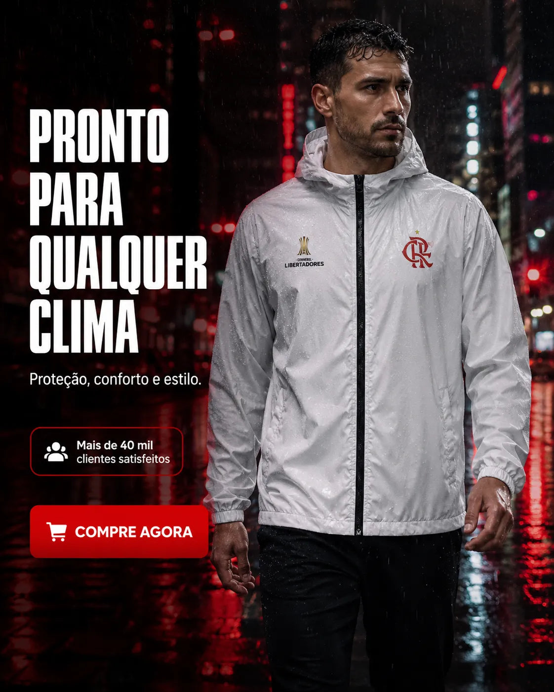 Jaqueta Corta Vento Flamengo Branco - Edição Limitada