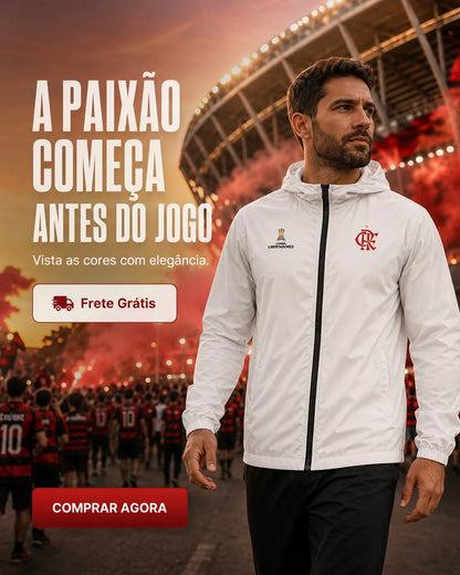 Jaqueta Corta Vento Flamengo Branco - Edição Limitada